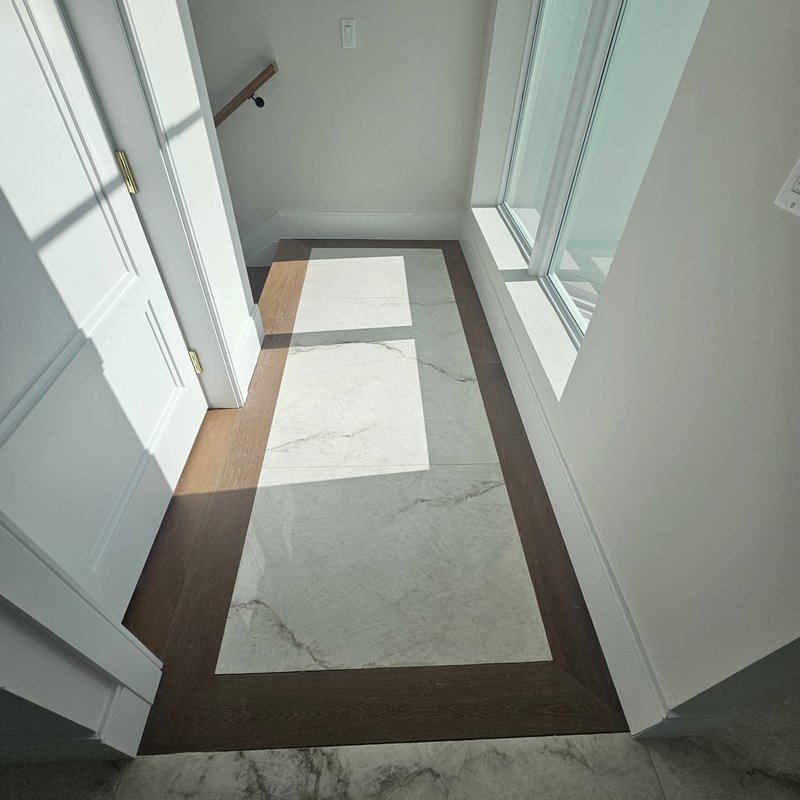 New flooring in a sunny hallway