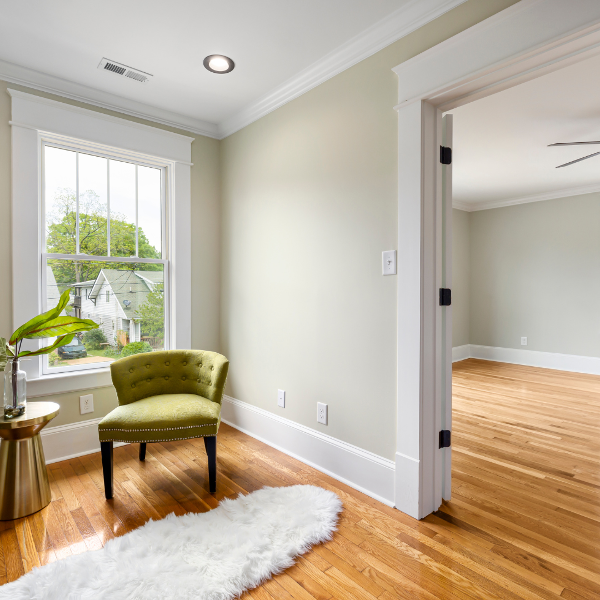 Warm Hardwood Flooring in a seating area